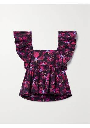 Ulla Johnson - Romi Gathered Ruffled Printed Cotton-poplin Blouse - Multi - US00,US0,US2,US4,US6,US8,US10,US12,US14,US16