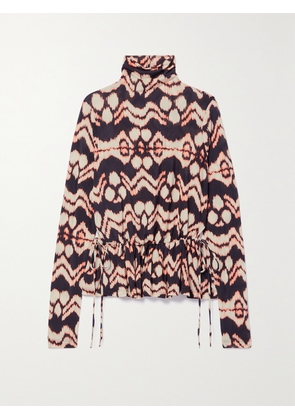 Ulla Johnson - Nina Gathered Printed Stretch-jersey Turtleneck Top - Multi - x small,small,medium,large,x large