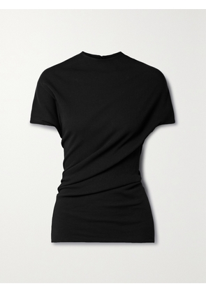 KHAITE - Helene Paneled Ribbed Stretch-cotton Top - Black - x small,small,medium,large,x large
