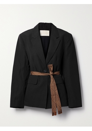 Ulla Johnson - Ellery Belted Cotton, Linen And Silk-blend Blazer - Black - US0,US2,US4,US6,US8,US10,US12