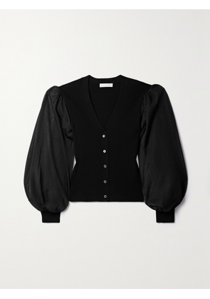 Ulla Johnson - Quinn Ribbed-knit And Jersey Cardigan - Black - x small,small,medium,large