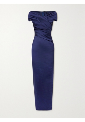 TALBOT RUNHOF - Ruched Wrap-effect Satin Gown - Blue - US2,US4,US6,US8,US10,US12,US14,US16,US18