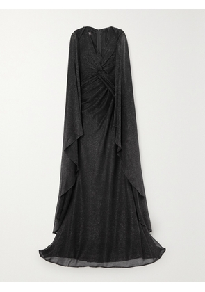 TALBOT RUNHOF - Cape-effect Metallic Knitted Gown - Black - US2,US4,US6,US8,US10,US12,US14,US16,US18