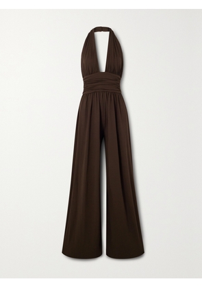 MICHAEL KORS COLLECTION - Stretch-crepe Halterneck Jumpsuit - Brown - US2,US4,US6,US8,US10,US12