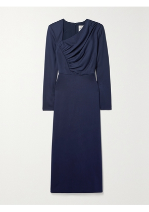ROLAND MOURET - Ruched Stretch-cady Midi Dress - Blue - UK 4,UK 6,UK 8,UK 10,UK 12,UK 14,UK 16