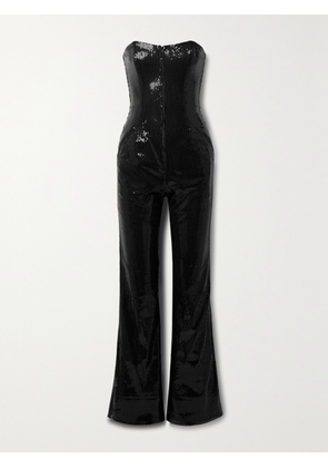 Rivet Utility - + Net Sustain Showstopper Strapless Sequined Tulle Jumpsuit - Black - x small,small,medium,large,x large