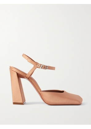 Amina Muaddi - Charlotte Satin Pumps - Brown - IT35,IT36,IT36.5,IT37,IT37.5,IT38,IT38.5,IT39,IT39.5,IT40,IT40.5,IT41