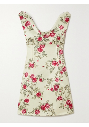 Emilia Wickstead - Zephyr Floral-print Duchesse-satin Mini Dress - Pink - UK 6,UK 8,UK 10,UK 12,UK 14,UK 16