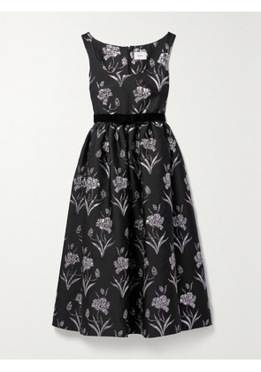 Erdem - Velvet-trimmed Metallic Floral-jacquard Midi Dress - Black - UK 6,UK 8,UK 10,UK 12,UK 14