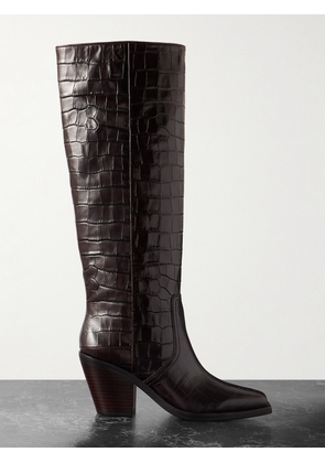 Loeffler Randall - Lynn Croc-effect Leather Knee Boots - Brown - US5,US5.5,US6,US6.5,US7,US7.5,US8,US8.5,US9,US9.5,US10,US10.5,US11
