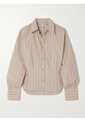 PETAR PETROV - All Day Oversized Gathered Striped Cotton-poplin Shirt - Orange - FR 34,FR 36,FR 38,FR 40,FR 42,FR 44