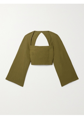 MARA HOFFMAN - + Net Sustain Julia Cropped Cutout Tencel™ Lyocell And Linen-blend Top - Green - US00,US0,US2,US4,US6,US8,US10,US12