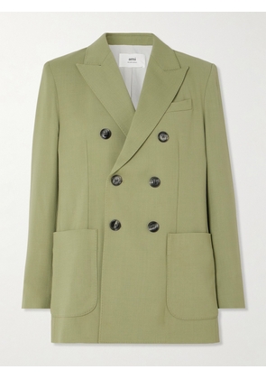 AMI PARIS - Double-breasted Twill Blazer - Green - FR 32,FR 34,FR 36,FR 38,FR 40,FR 42,FR 44