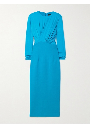SERGIO HUDSON - Gathered Stretch-bamboo Viscose And Wool-jersey Midi Dress - Blue - US2,US4,US6,US8,US10,US12,US14