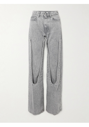 Y/PROJECT - Snap Off Chap Convertible High-rise Organic Straight-leg Jeans - Gray - 25,26,27,28,29,30