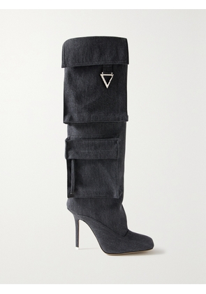 The Attico - Sienna Embellished Denim Knee Boots - Gray - IT35,IT35.5,IT36,IT36.5,IT37,IT37.5,IT38,IT38.5,IT39,IT39.5,IT40,IT40.5,IT41