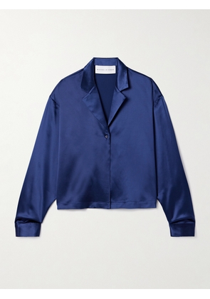 MICHAEL LO SORDO - Cropped Silk-satin Shirt - Blue - UK 4,UK 6,UK 8,UK 10,UK 12,UK 14