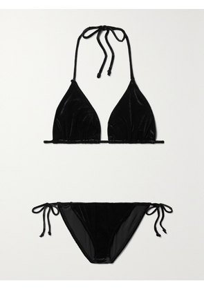 Norma Kamali - Velvet Triangle Bikini - Black - x small,small,medium,large,x large