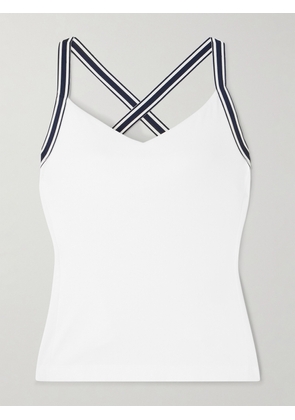 TORY SPORT - Grosgrain And Mesh-trimmed Stretch-jersey Tank - White - x small,small,medium,large,x large