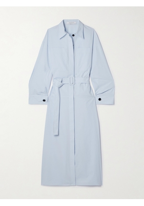 Another Tomorrow - + Net Sustain Belted Organic Cotton-poplin Midi Shirt Dress - Blue - x small,small,medium,large,x large