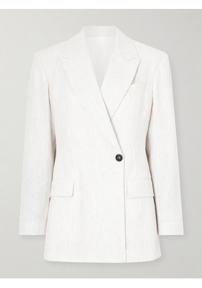 Brunello Cucinelli - Pinstriped Linen-blend Blazer - White - IT40,IT42,IT44,IT46,IT48,IT50