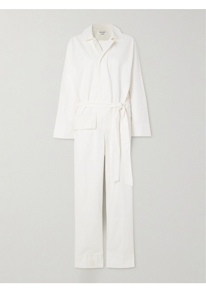 Victoria Beckham - Belted Cotton-twill Jumpsuit - White - UK 4,UK 6,UK 8,UK 10,UK 12,UK 14