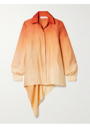 Zimmermann - Tranquility Asymmetric Ombré Silk-twill Shirt - Red - 00,1,2,3,4