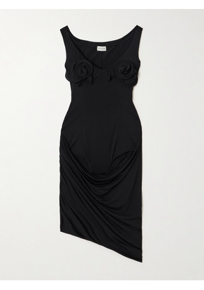 Magda Butrym - Appliquéd Layered Draped Stretch-jersey Mini Dress - Black - FR 34,FR 36,FR 38,FR 40