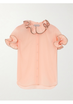 COPERNI - Zip-embellished Ruffled Chiffon Blouse - Orange - FR 34,FR 36,FR 38,FR 40,FR 42