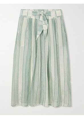 ADMONA - Dareen Belted Striped Gauze Skirt - Green - small,medium,large