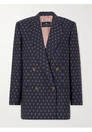 Etro - Double-breasted Wool And Cotton-blend Jacquard Blazer - Blue - IT38,IT40,IT42,IT44,IT46,IT48,IT50