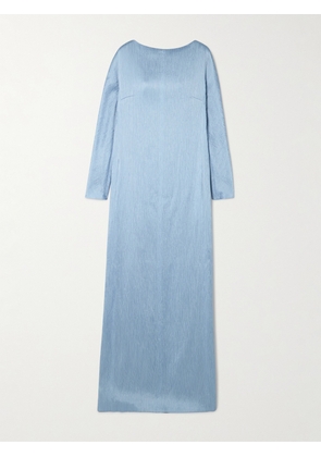 Emilia Wickstead - Uriela Plissé-satin Maxi Dress - Blue - UK 6,UK 8,UK 10,UK 12,UK 14,UK 16,UK 18