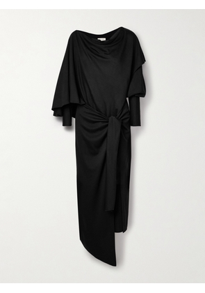 Salon 1884 - Calliope Asymmetric Wrap-effect Draped Wool-jersey Midi Dress - Black - FR 34,FR 36,FR 38,FR 40