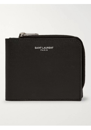 SAINT LAURENT - Pebble-Grain Leather Zip-Around Wallet - Men - Black