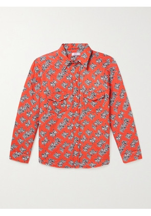 ERL - Logo-Print Padded Cotton Overshirt - Men - Orange - S