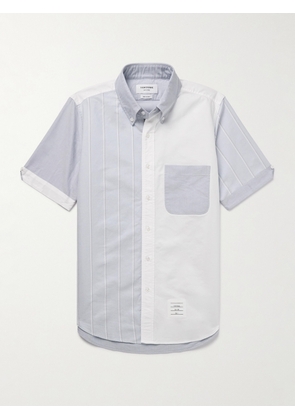 Thom Browne - Fun-Mix Button-Down Collar Panelled Striped Cotton Oxford Shirt - Men - Blue - 0