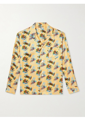 BODE - Camp-Collar Printed Silk-Satin Twill Shirt - Men - Yellow - L/XL