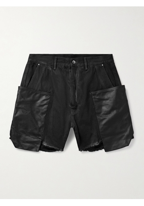 Rick Owens - Stefan Straight-Leg Leather and Denim Shorts - Men - Black - UK/US 28