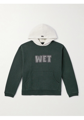 ERL - Logo-Print Cotton-Blend Jersey Hoodie - Men - Green - XS