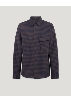 Belstaff Scale Shirt Men's Brushed Cotton Dark Ink / Major Brown Size 2XL