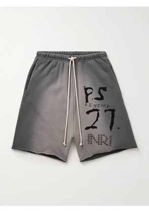 RRR123 - INRI Enemy Straight-Leg Embellished Cotton-Jersey Drawstring Shorts - Men - Gray - S