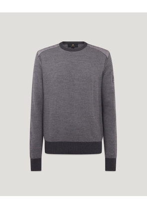 Belstaff Kerrigan Crewneck Jumper Men's Merino Wool Charcoal / Mid Grey Size 2XL