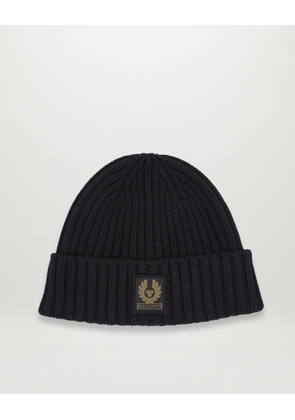Belstaff Watch Beanie Hat Unisex's Wool Cashmere Blend Black Size One Size