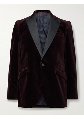 Favourbrook - Faille-Trimmed Cotton-Velvet Tuxedo Jacket - Men - Burgundy - UK/US 38
