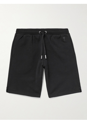 AMI PARIS - ADC Wide-Leg Organic Cotton-Jersey Drawstring Shorts - Men - Black - XS