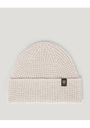 Belstaff Tuck Rib Beanie Hat Unisex's Lambswool Silver Birch Size One Size