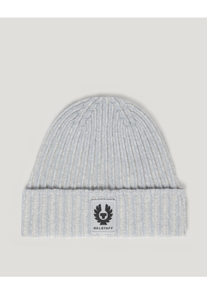 Belstaff Plated Watch Hat Unisex's Lambswool Quarry Blue / Silver Birch Size One Size