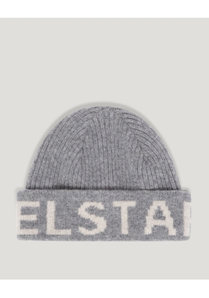 Belstaff Branded Hat Unisex's Lambswool Grey Melange / Silver Birch Size One Size