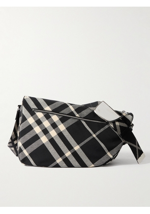 Burberry - Large Shield Checked Jacquard Messenger Bag - Men - Black