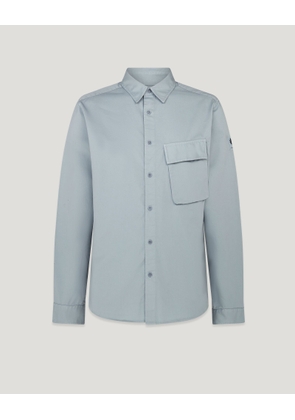 Belstaff Scale Shirt Men's Garment Dye Cotton Quarry Blue Size 2XL